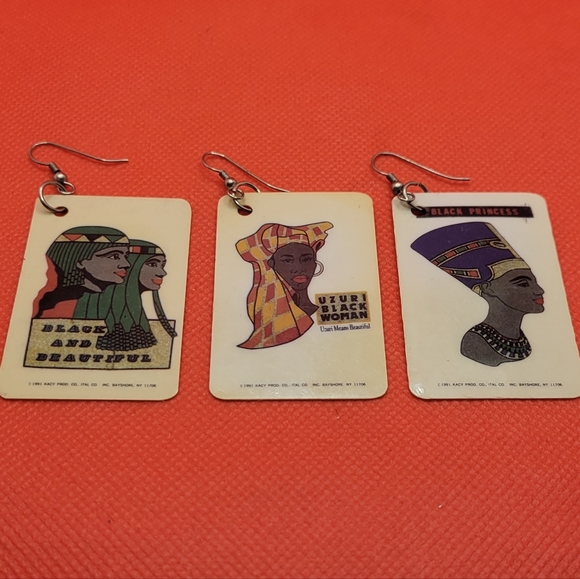 Lot of 3 Vintage 1990s Kacy Black & Beautiful Dangle Earrings (S4) - Picture 2 of 6